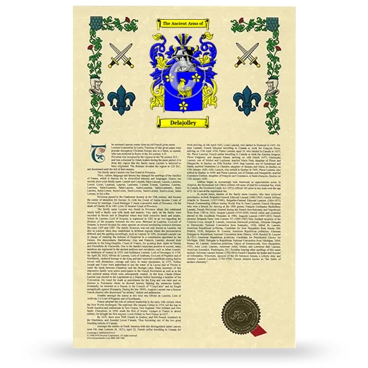 Delajolley Armorial History with Coat of Arms