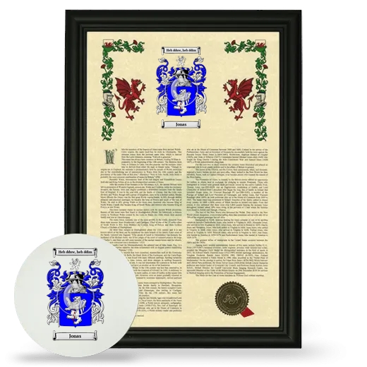 Jonas Framed Armorial History and Mouse Pad - Black
