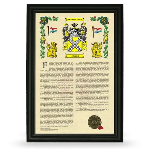 Jornigan Armorial History Framed - Black