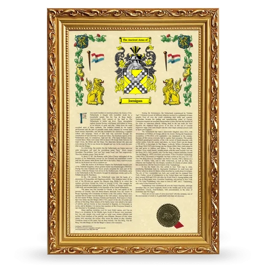 Jornigan Armorial History Framed - Gold