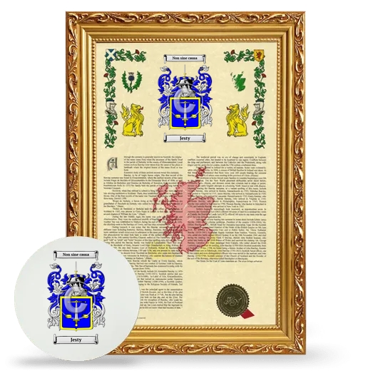 Jesty Framed Armorial History and Mouse Pad - Gold