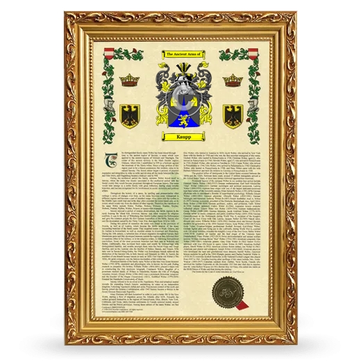 Kaupp Armorial History Framed - Gold