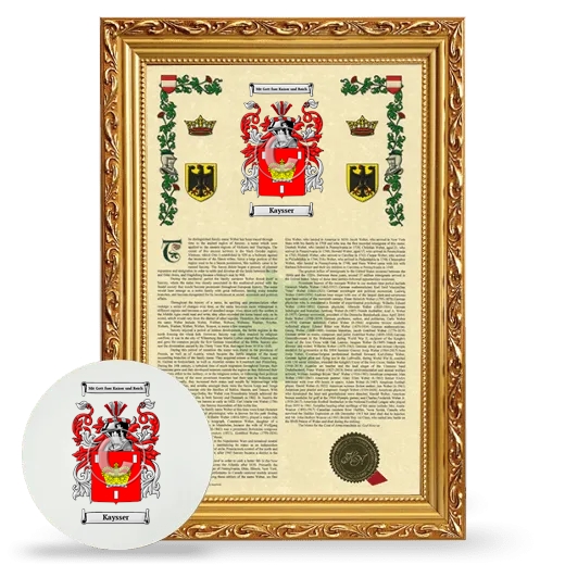 Kaysser Framed Armorial History and Mouse Pad - Gold