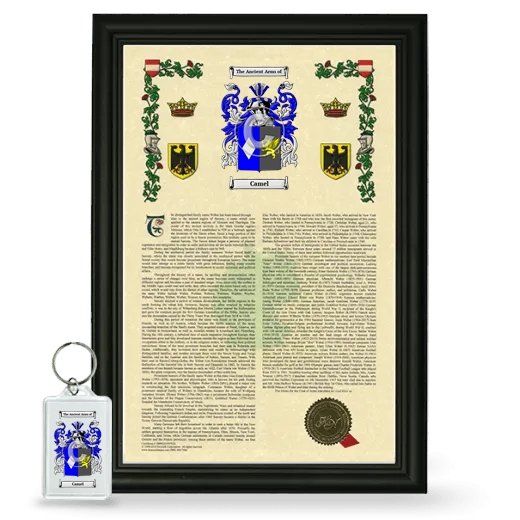 Camel Framed Armorial History and Keychain - Black