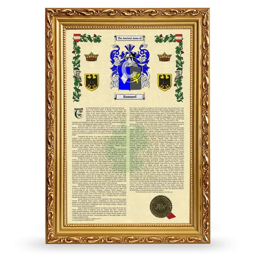 Kummel Armorial History Framed - Gold