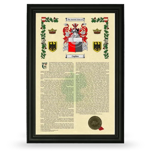 Caplan Armorial History Framed - Black