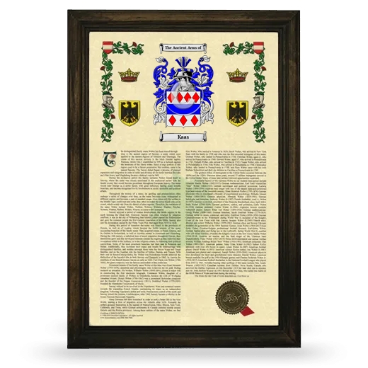 Kaas Armorial History Framed - Brown