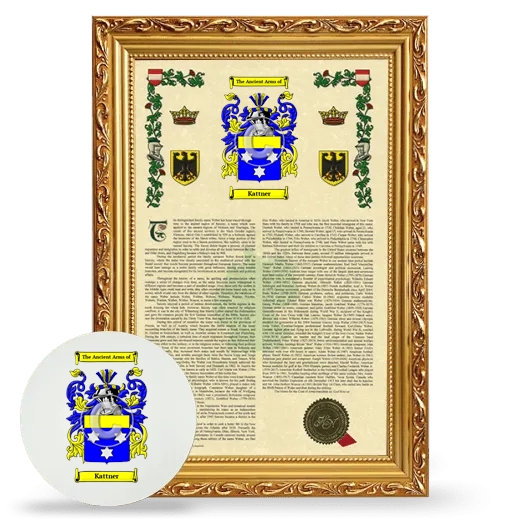 Kattner Framed Armorial History and Mouse Pad - Gold