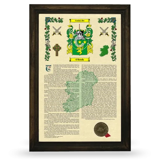 O'Keady Armorial History Framed - Brown