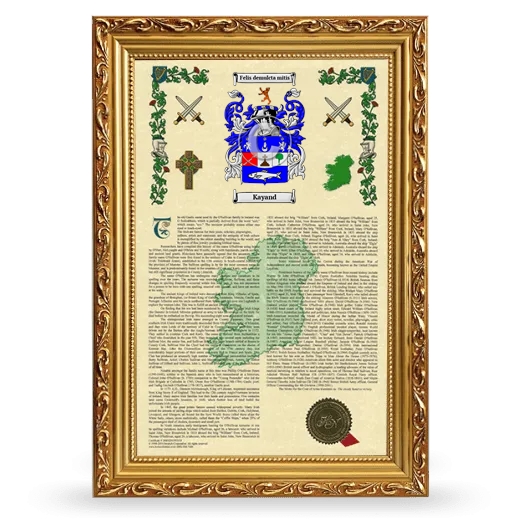 Kayand Armorial History Framed - Gold