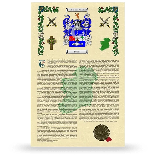 Keane Armorial History with Coat of Arms