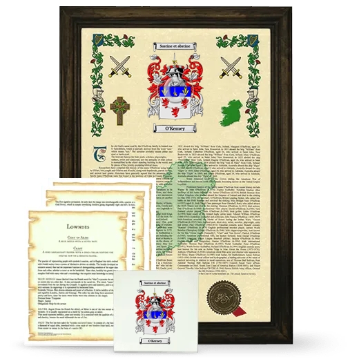 O'Kerney Framed Armorial, Symbolism and Large Tile - Brown