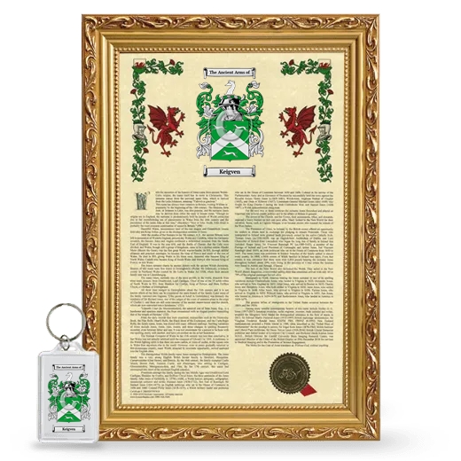 Keigven Framed Armorial History and Keychain - Gold