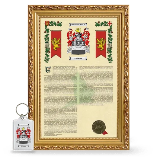Kellands Framed Armorial History and Keychain - Gold