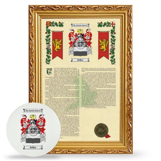 Kellyn Framed Armorial History and Mouse Pad - Gold