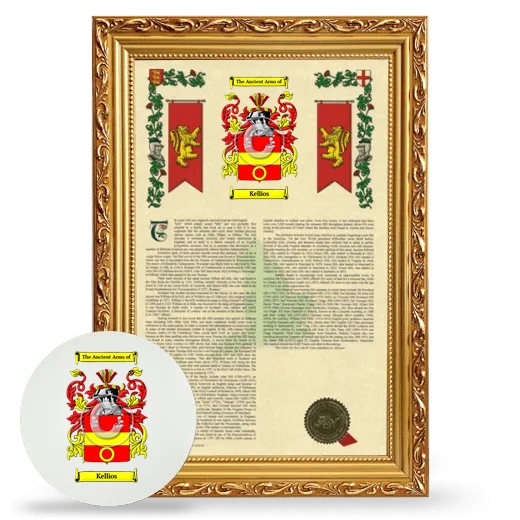 Kellios Framed Armorial History and Mouse Pad - Gold