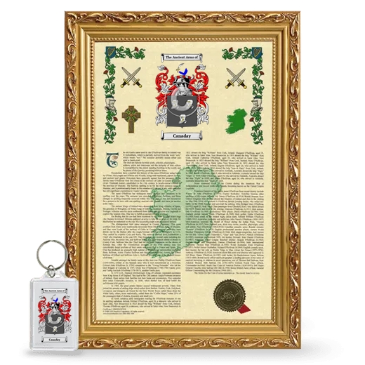 Canaday Framed Armorial History and Keychain - Gold