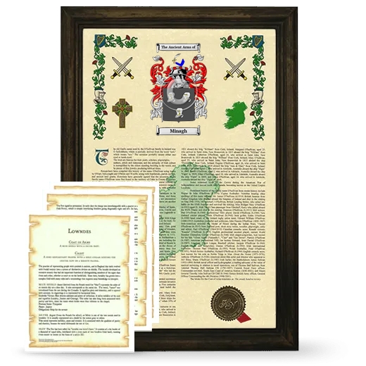 Minagh Framed Armorial History and Symbolism - Brown