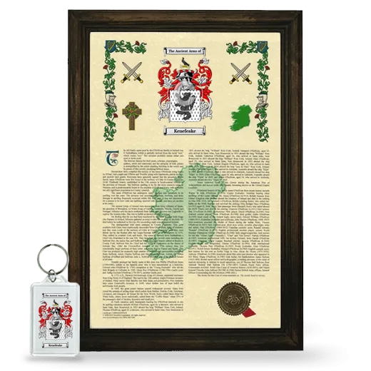 Kenefeake Framed Armorial History and Keychain - Brown