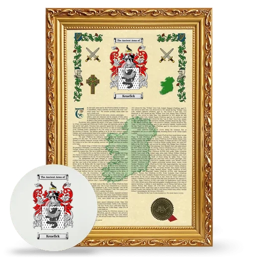 Kenefick Framed Armorial History and Mouse Pad - Gold