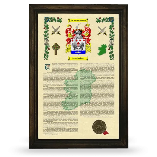 MacGeehan Armorial History Framed - Brown