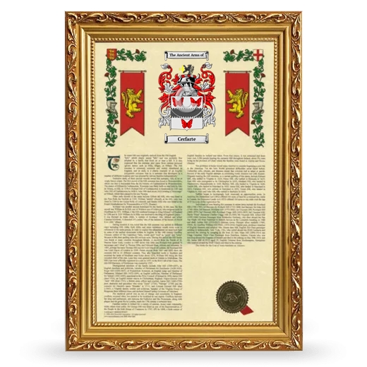 Cerfarte Armorial History Framed - Gold