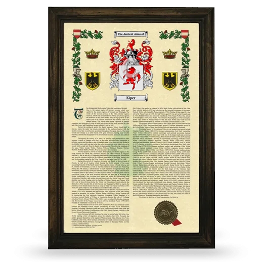 Kiper Armorial History Framed - Brown