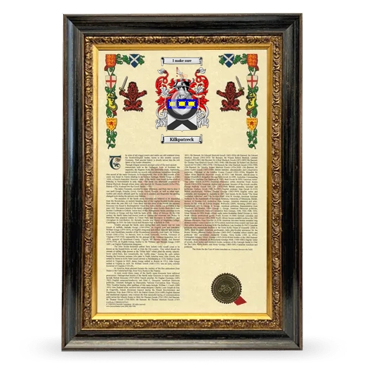 Kilkpatreck Armorial History Framed - Heirloom