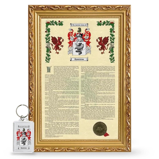 Kynerston Framed Armorial History and Keychain - Gold