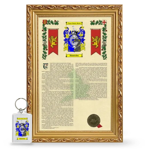 Kinnerslay Framed Armorial History and Keychain - Gold