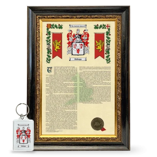 Kirkupp Framed Armorial History and Keychain - Heirloom