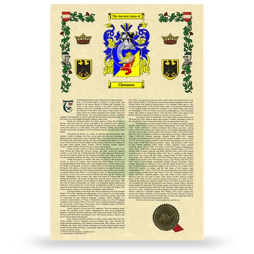 Clauman Armorial History with Coat of Arms