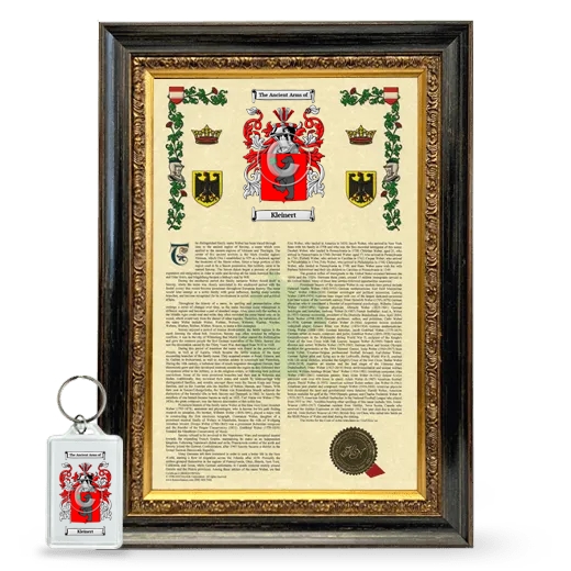 Kleinert Framed Armorial History and Keychain - Heirloom