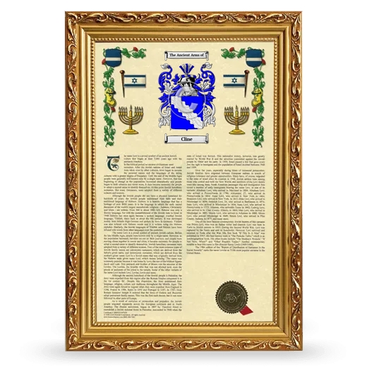 Cline Armorial History Framed - Gold