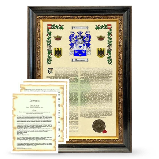 Clingerman Framed Armorial History and Symbolism - Heirloom