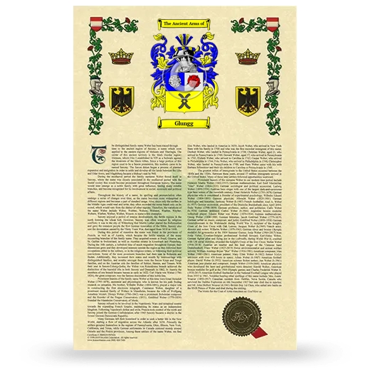 Glungg Armorial History with Coat of Arms