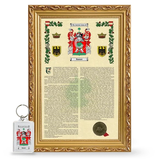 Knaust Framed Armorial History and Keychain - Gold