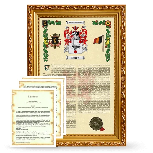 Knepper Framed Armorial History and Symbolism - Gold