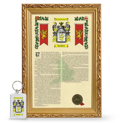 Naresbrow Framed Armorial History and Keychain - Gold