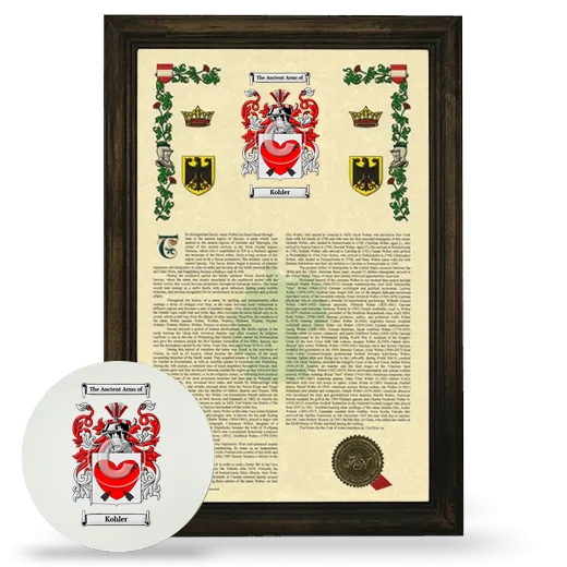 Kohler Framed Armorial History and Mouse Pad - Brown