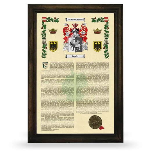 Kopfer Armorial History Framed - Brown