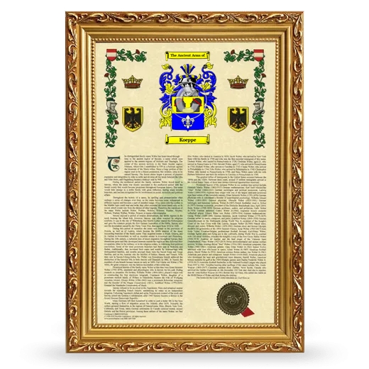 Koeppe Armorial History Framed - Gold