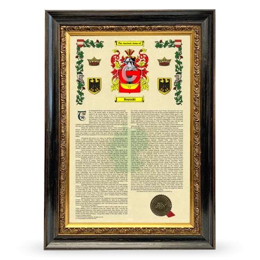 Boynski Armorial History Framed - Heirloom