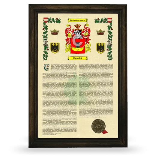 Chesnick Armorial History Framed - Brown