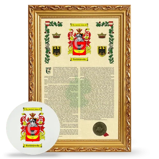 Hordziejewsky Framed Armorial History and Mouse Pad - Gold