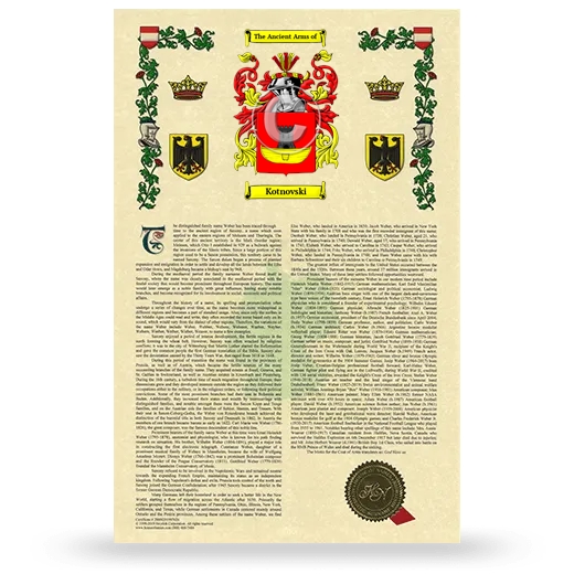 Kotnovski Armorial History with Coat of Arms