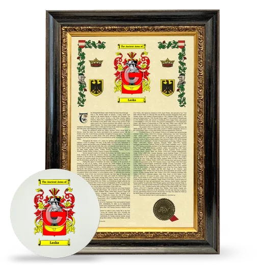Laska Framed Armorial History and Mouse Pad - Heirloom