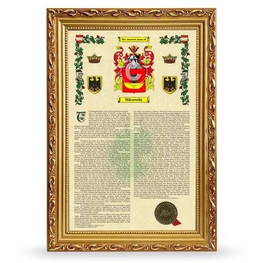 Milczevsky Armorial History Framed - Gold