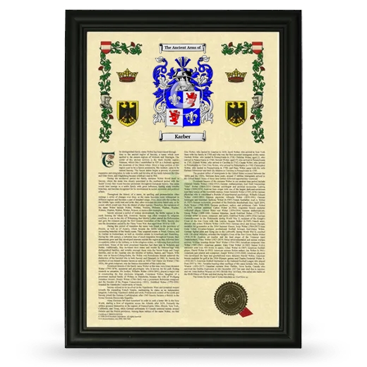 Karber Armorial History Framed - Black