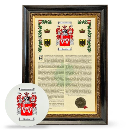 Kovatch Framed Armorial History and Mouse Pad - Heirloom